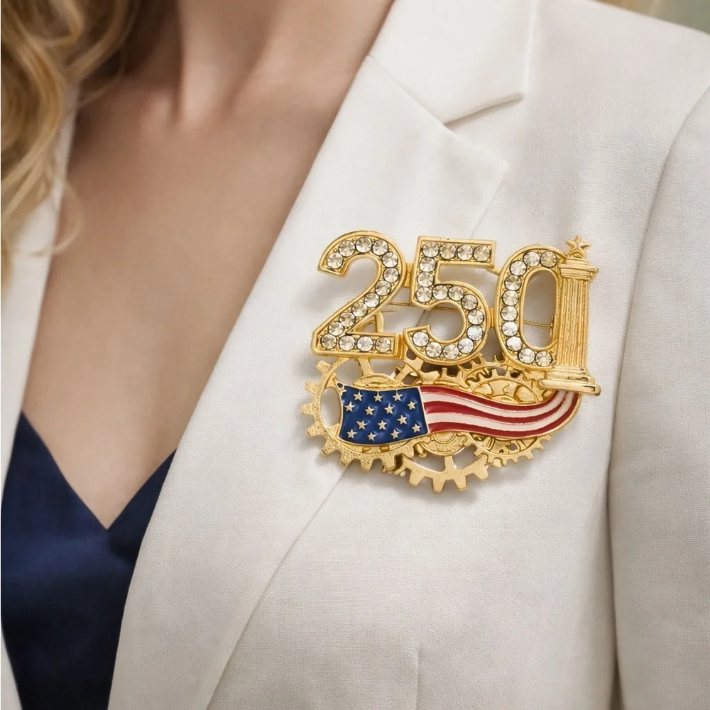 USA 250 American Flag Brooch